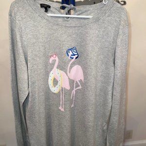 Woman's Talbots Gray Flamingo Sweater with Tie Detail in Back